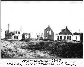 Janów Lubelski - 1940 Mury wypalonych domów przy ul. Długiej